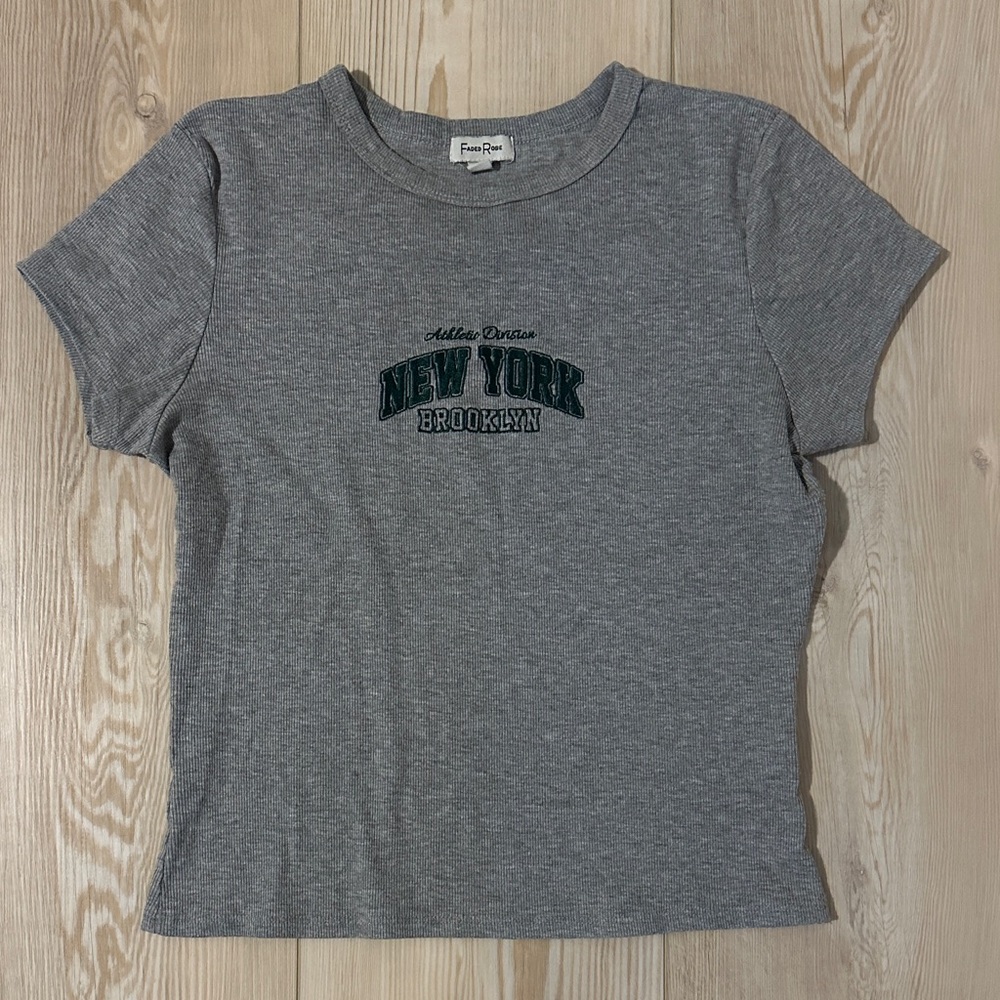 Gray New York Brooklyn Baby Tee SZ XL